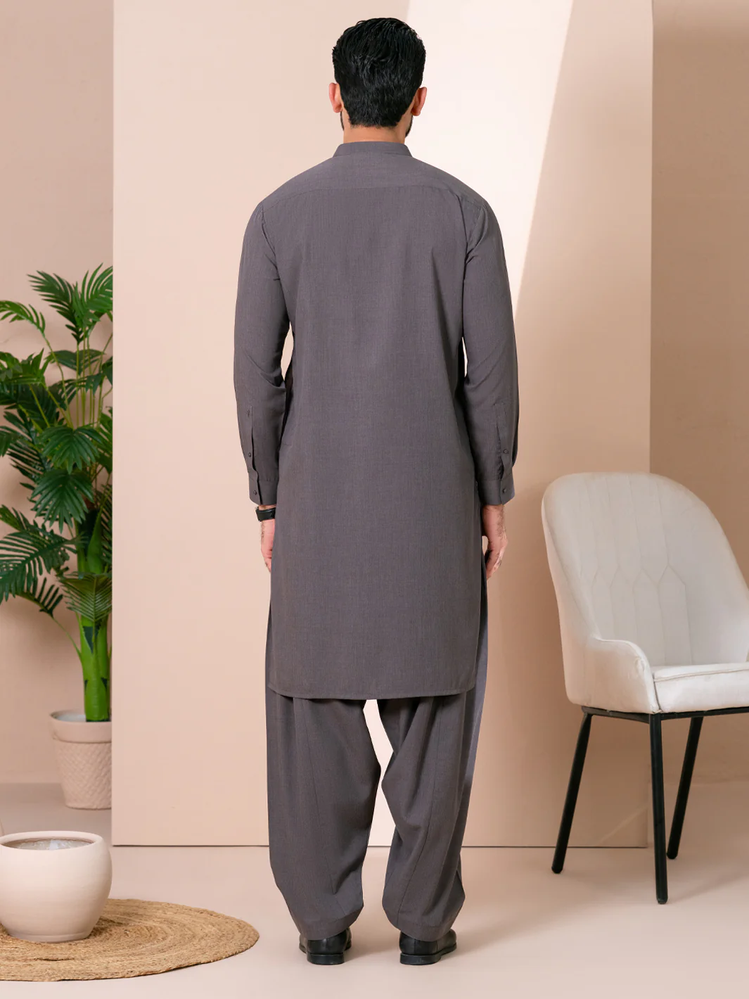 Dark Olive Kameez Shalwar - AL-KS-3375 - Image 3