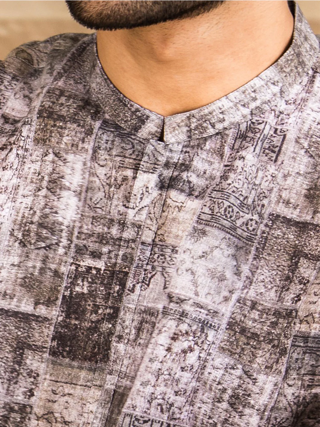 Dull Grey Linen Kurta - AL-K-440 - Image 3