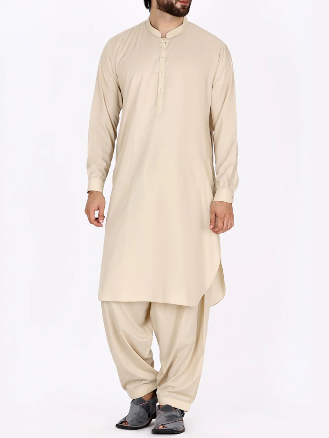 Fawn Blended Kameez Shalwar - AL-KS-2394