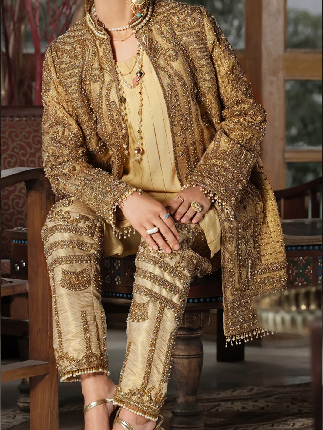 Golden Jamawar 2 Piece Formal Suit - LS-242 - Image 2