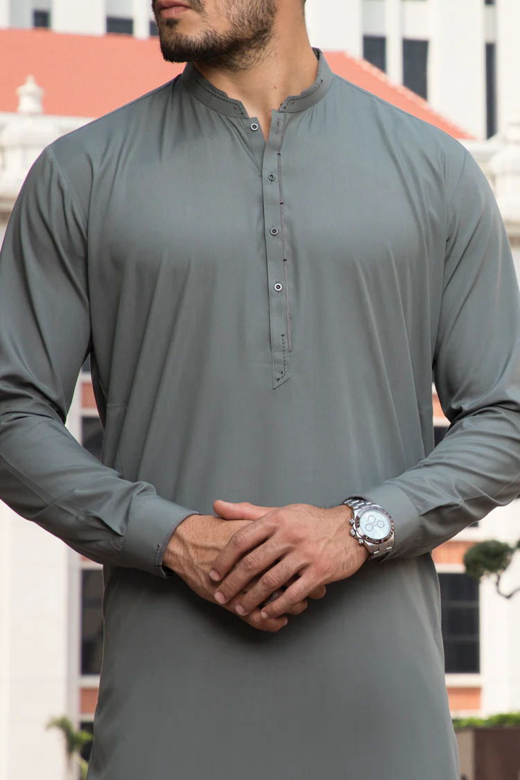 Green Blended Kameez Shalwar - AL-KS-2315 - Image 3