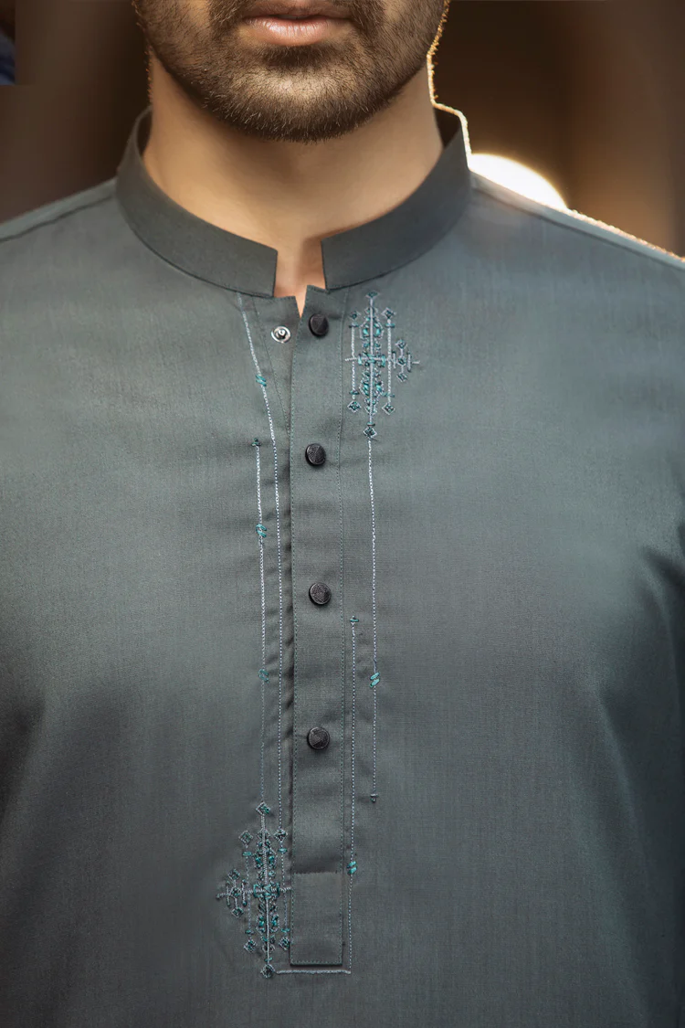Green Blended Kameez Shalwar - AL-KS-2380 - Image 2