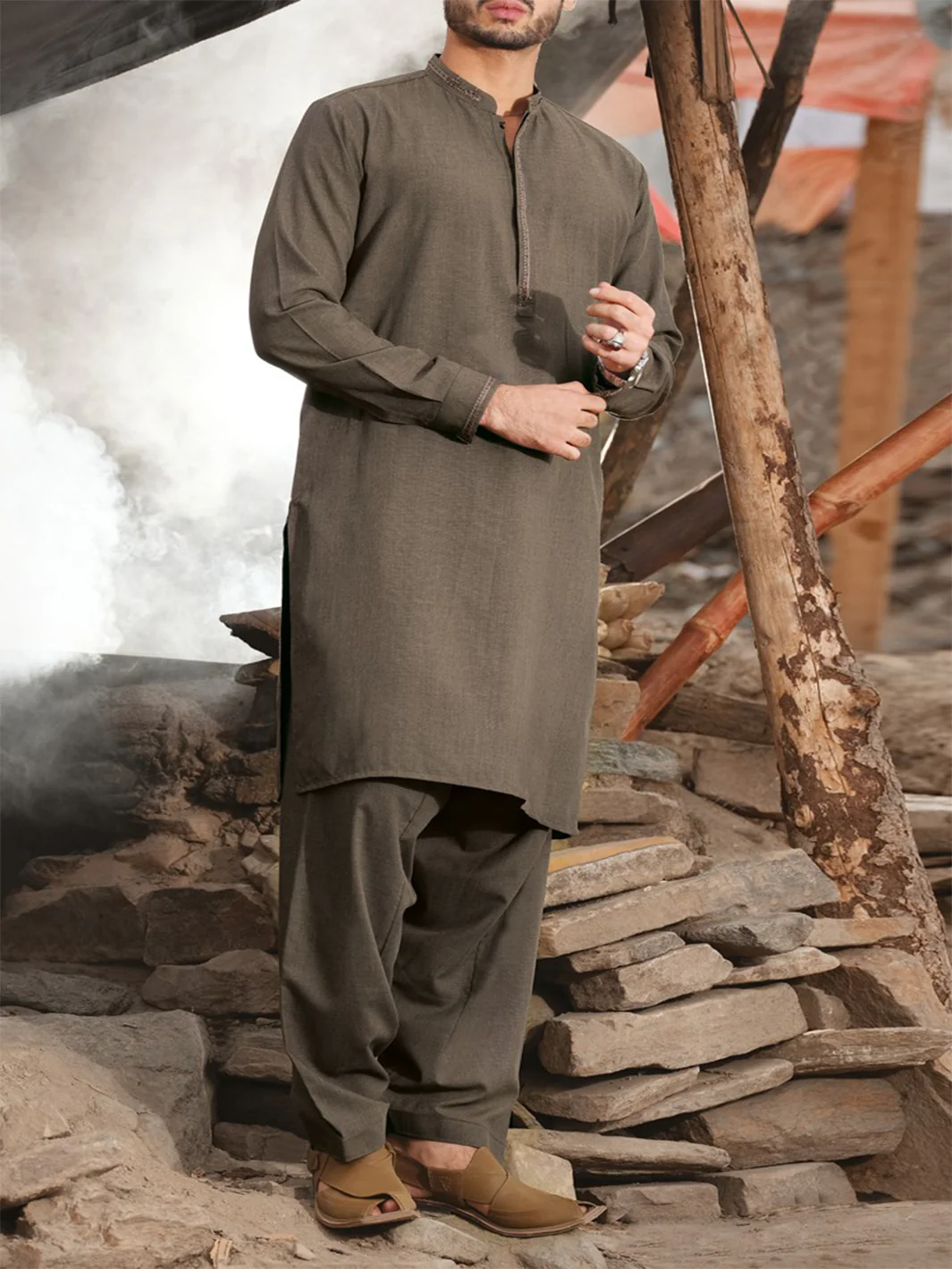 Green Blended Kameez Shalwar - AL-KS-2439