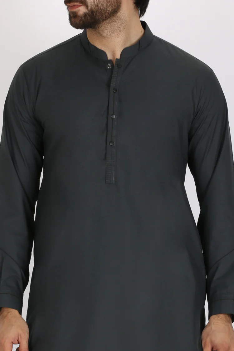 Green Cotton Kameez Shalwar - AL-KS-2351 - Image 2