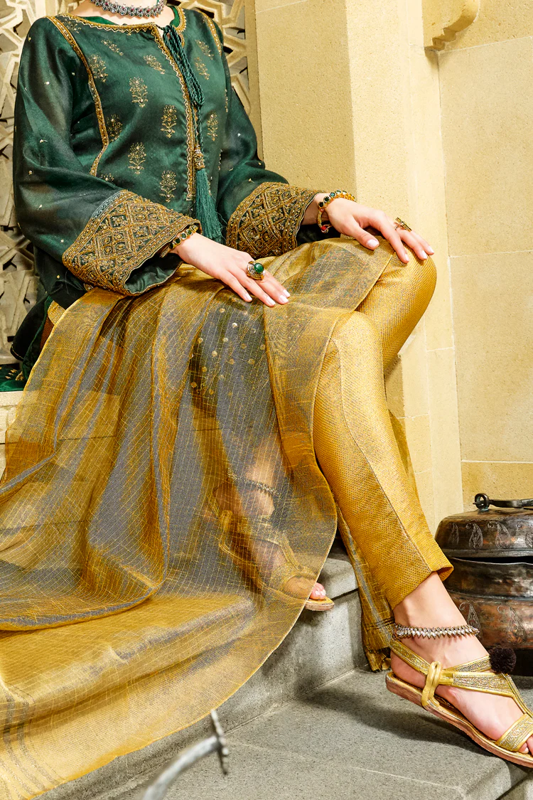 Green Cotton Silk 2 Piece Stitched - AL-2PS-LKS-645