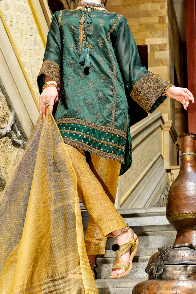 Green Cotton Silk 2 Piece Stitched - AL-2PS-LKS-645 - Image 3