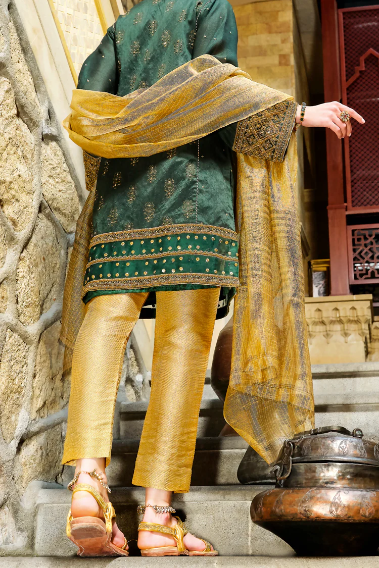 Green Cotton Silk 2 Piece Stitched - AL-2PS-LKS-645 - Image 4