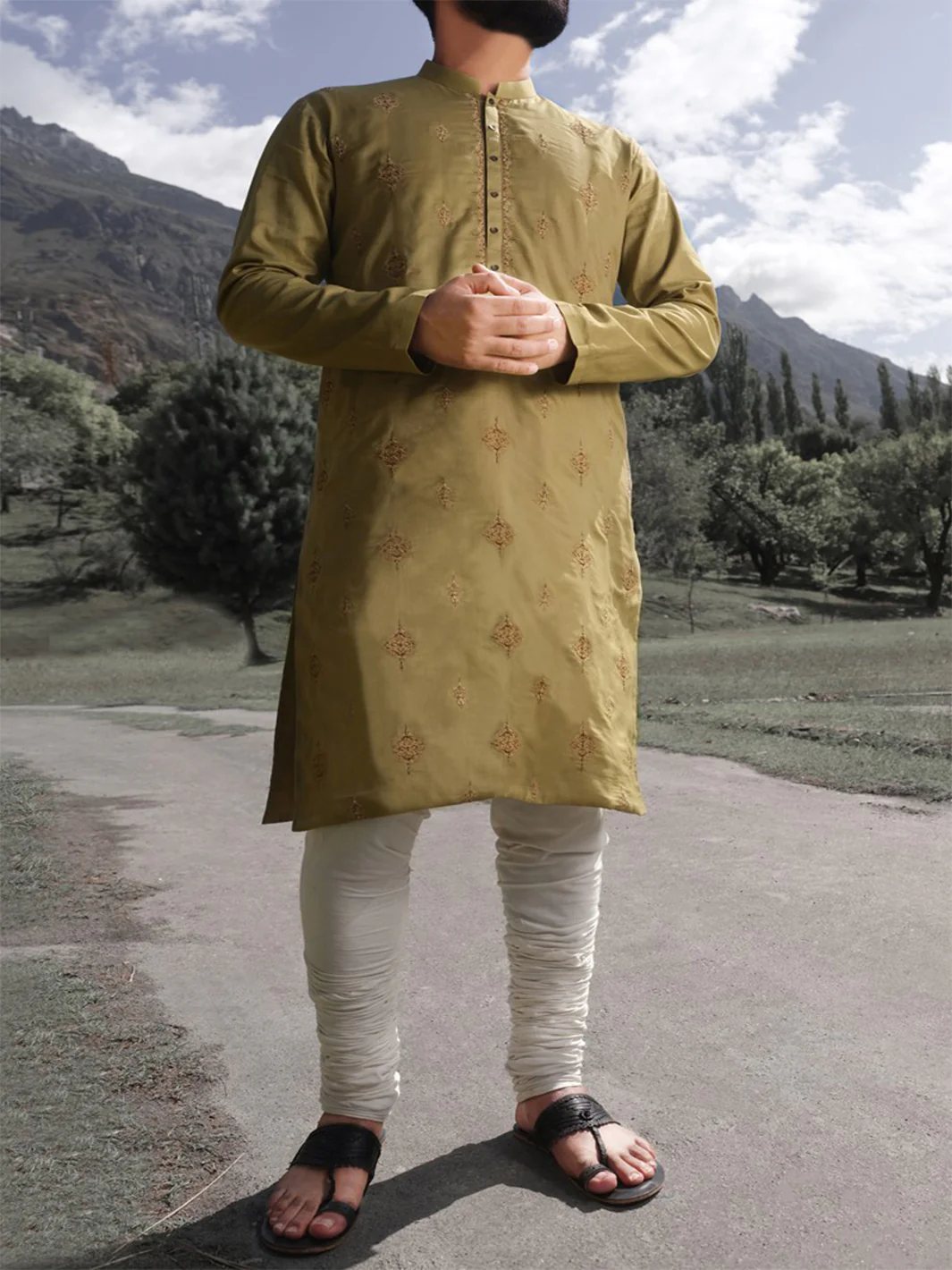 Green Jacquard Special Kurta - AL-K-SP-021