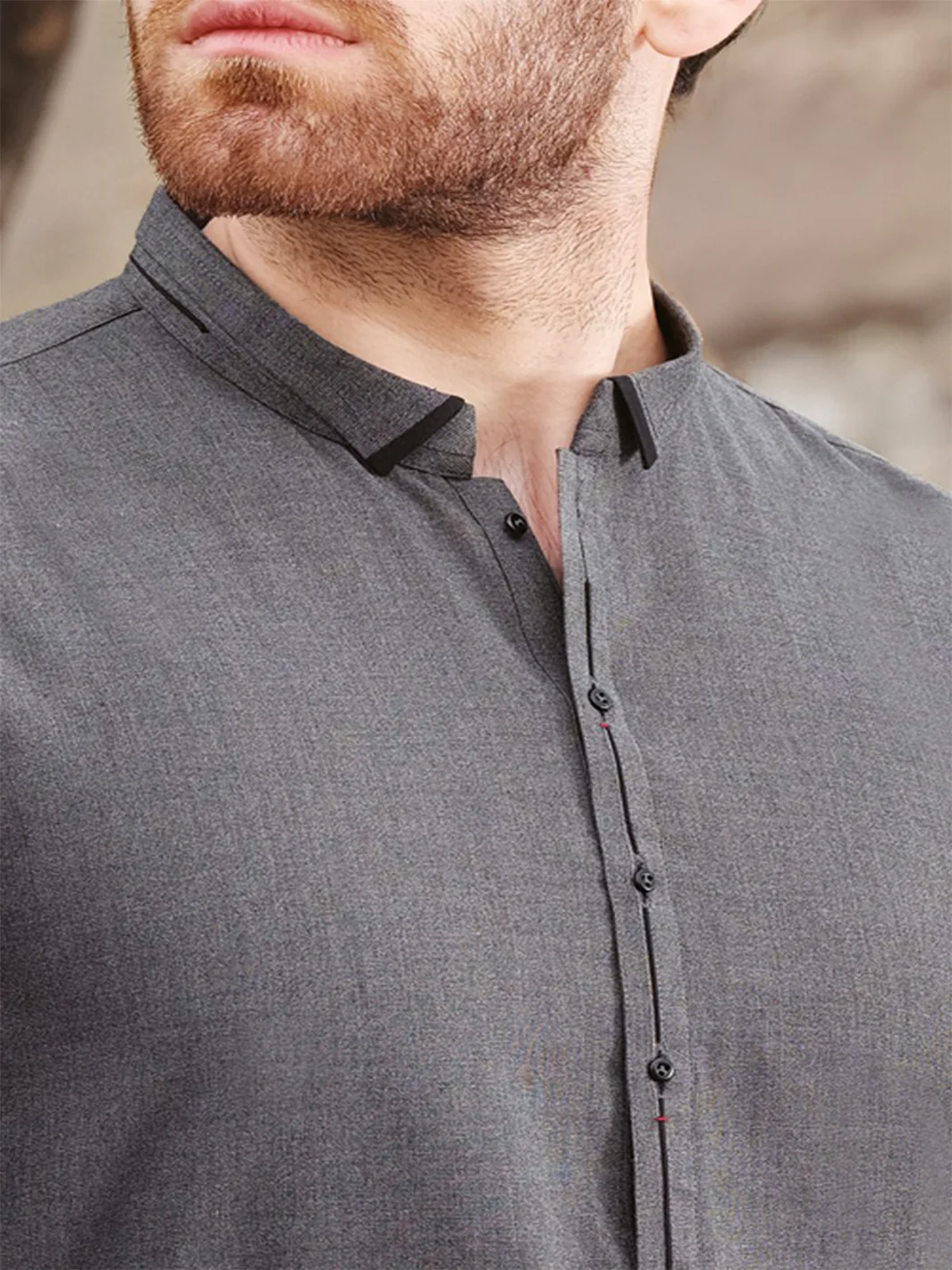 Grey Blended Kameez Shalwar - AL-KS-2434 - Image 2