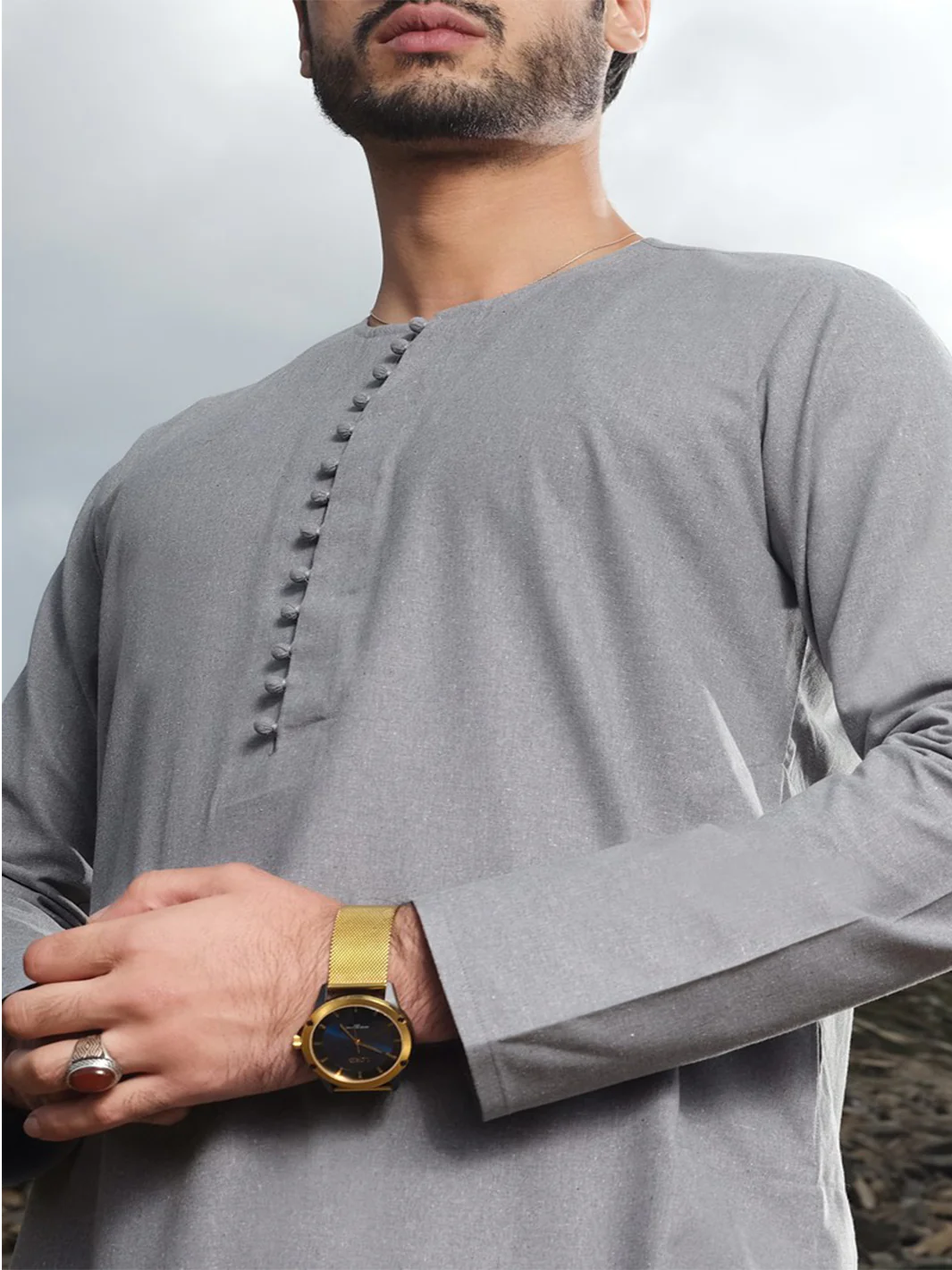 Grey Blended Kameez Shalwar - AL-KS-2449 - Image 2