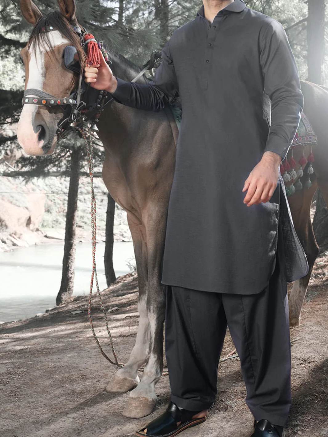 Grey Blended Kameez Shalwar - ALWA-KS-169