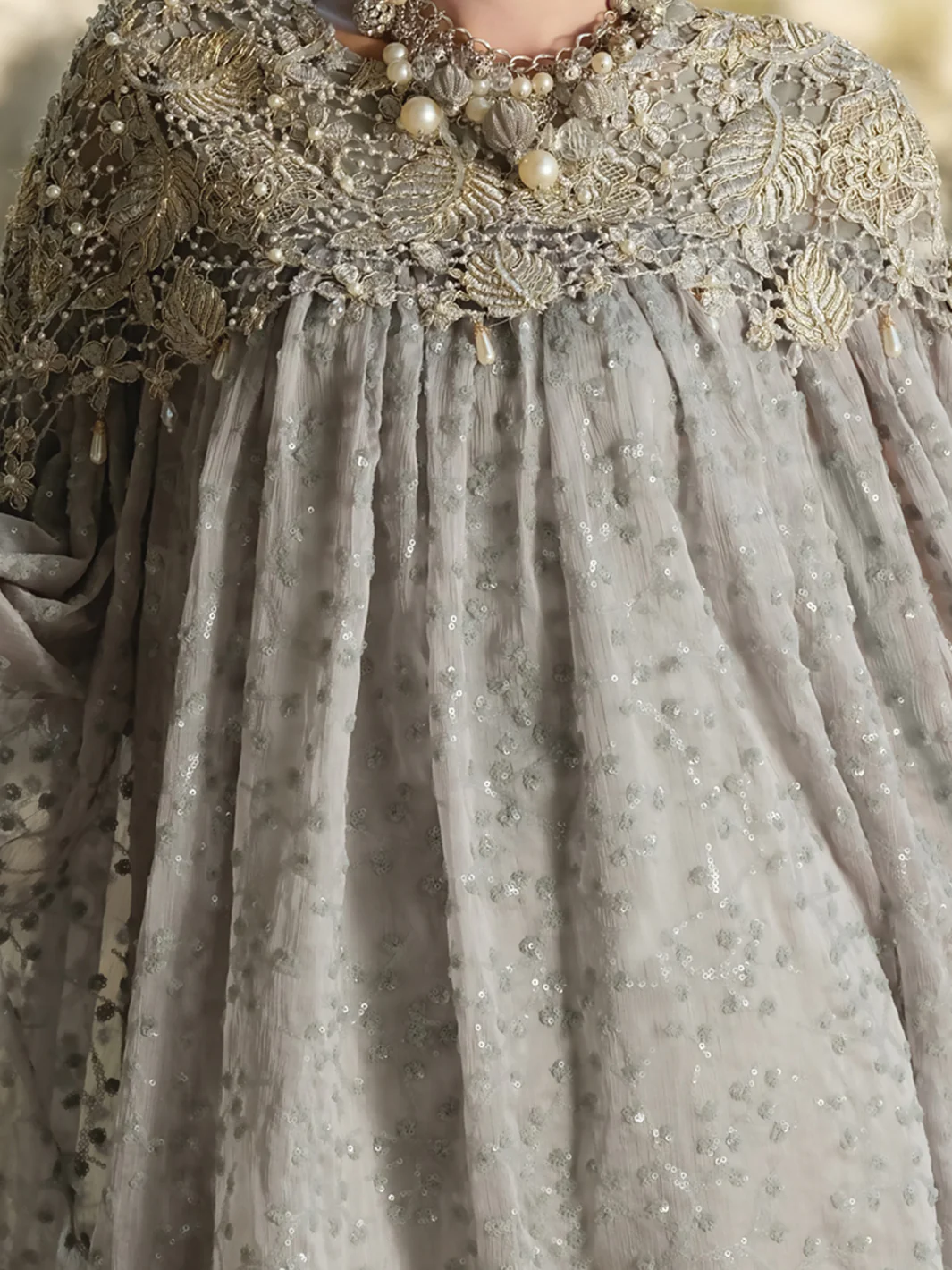 Grey Chiffon 2 Piece Formal Suit - LS-256 - Image 3