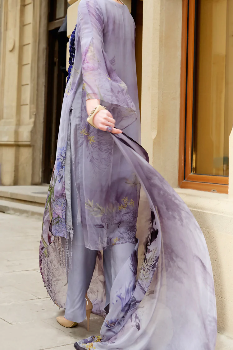 Grey Chiffon 3 Piece Stitched - ALP-687 - Image 3
