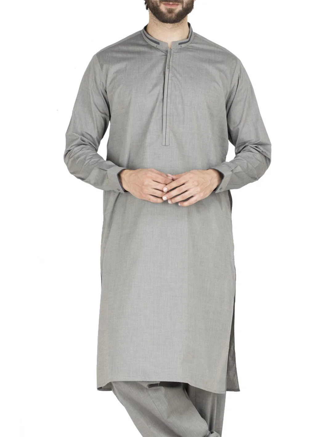 Grey Cotton Kameez Shalwar - AL-KS-2424 - Image 2