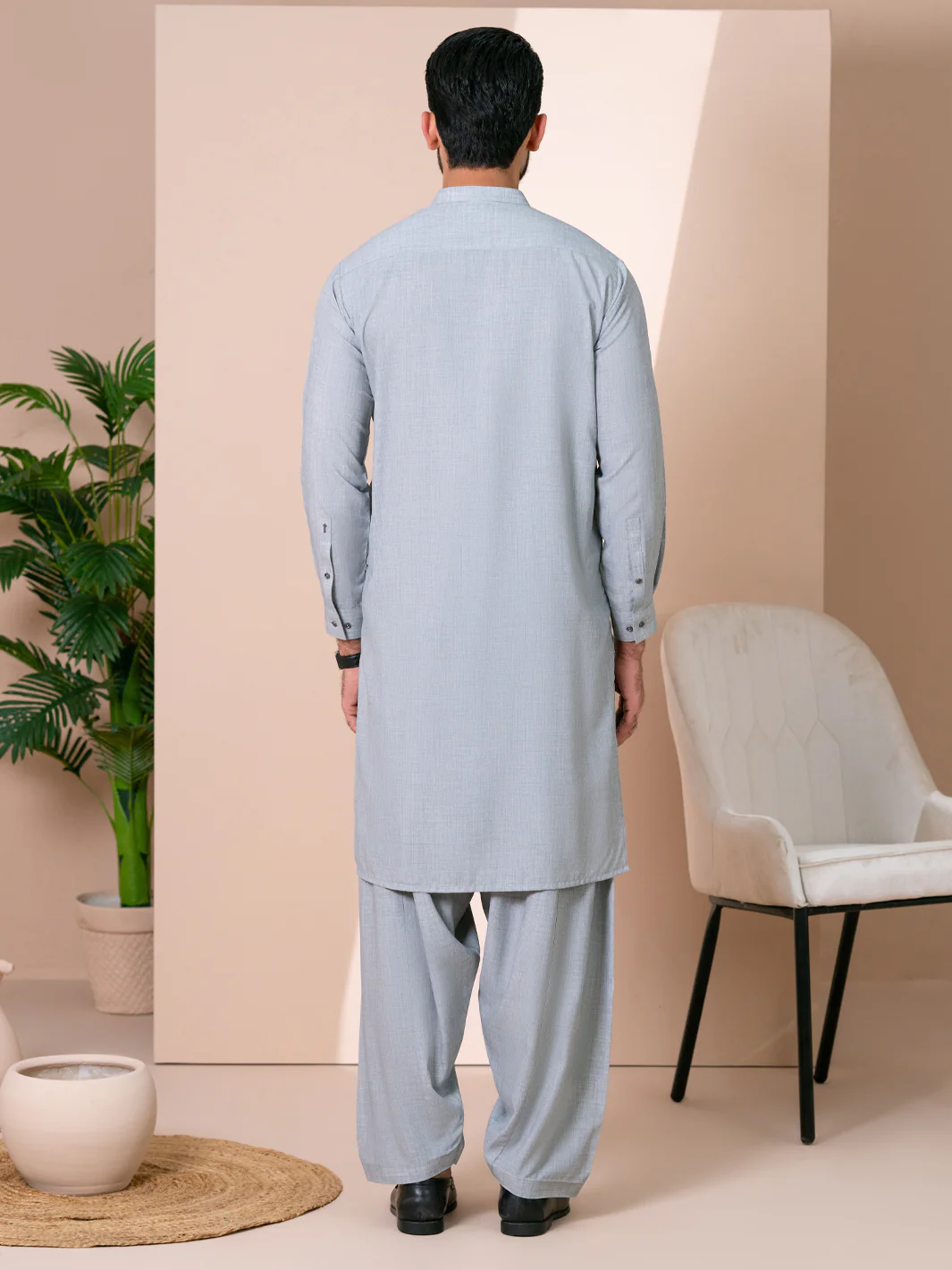 Grey Kameez Shalwar - AL-KS-3374 - Image 3