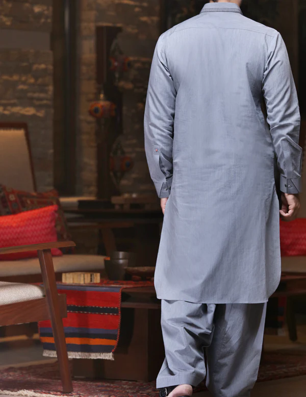Grey Kameez Shalwar - ALWA-KS-042 - Image 3