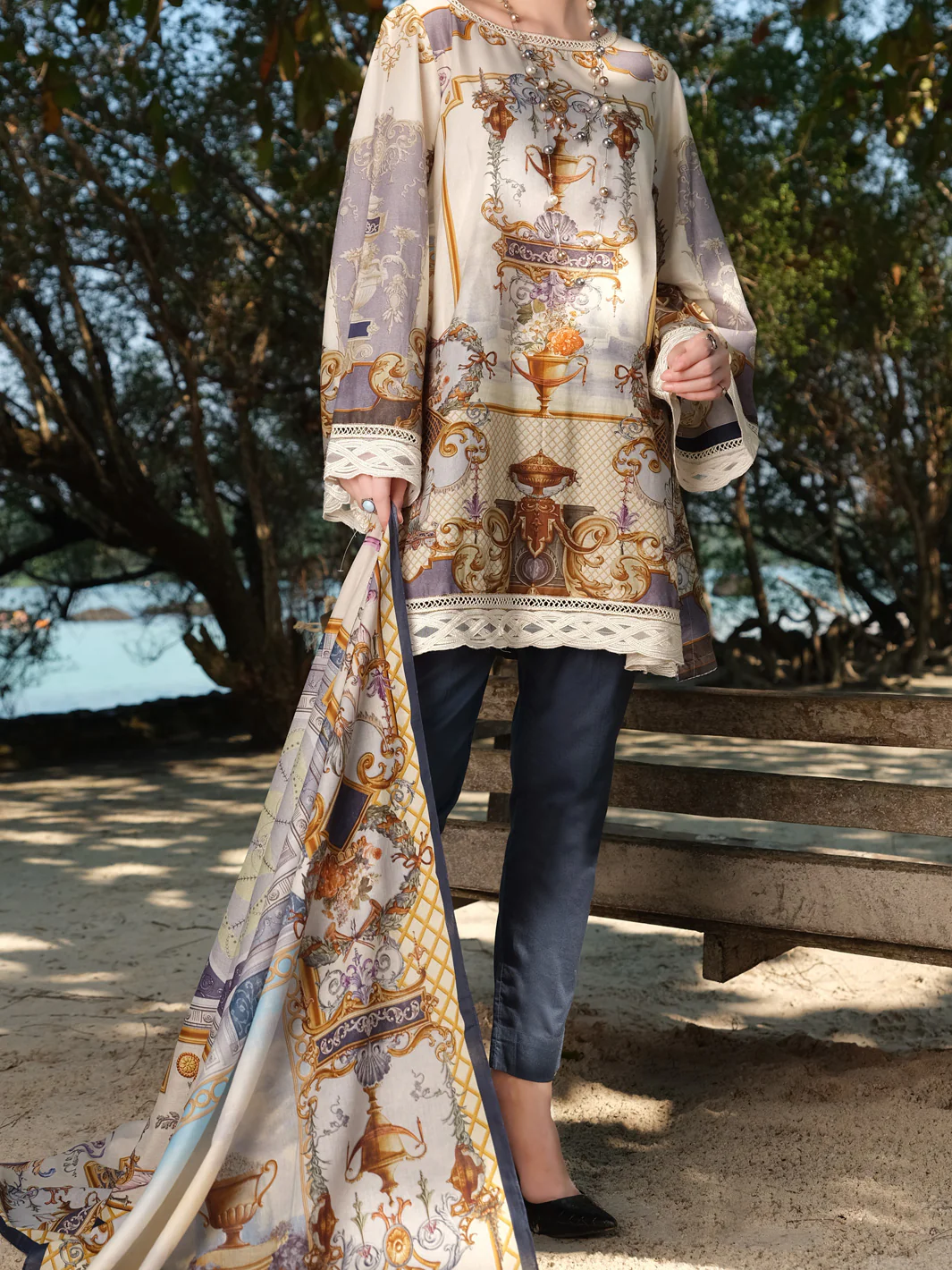 Grey Lawn 3 Piece Stitched - ALP-3PS-866