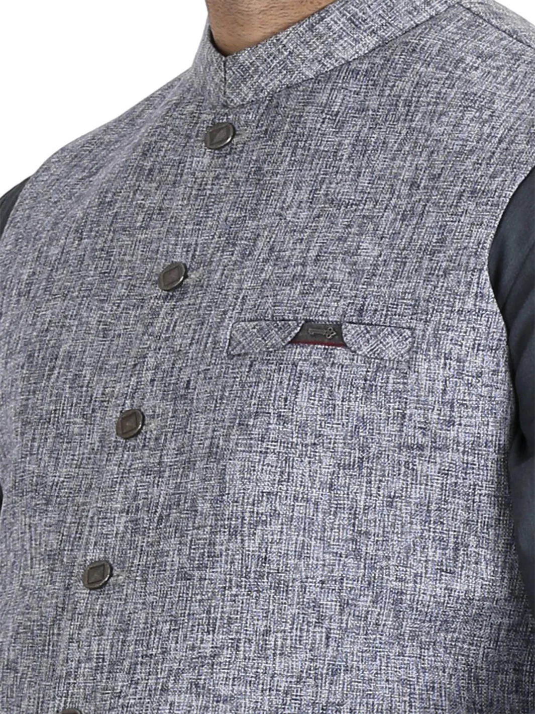 Greyish Blue Waistcoat - WC-234 - Image 3