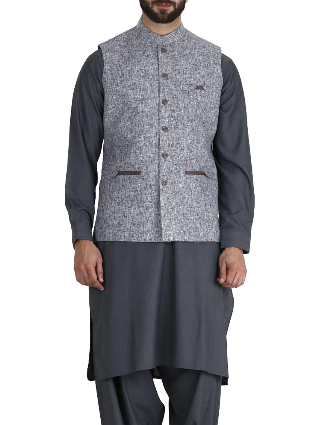 Greyish Blue Waistcoat - WC-234 - Image 4