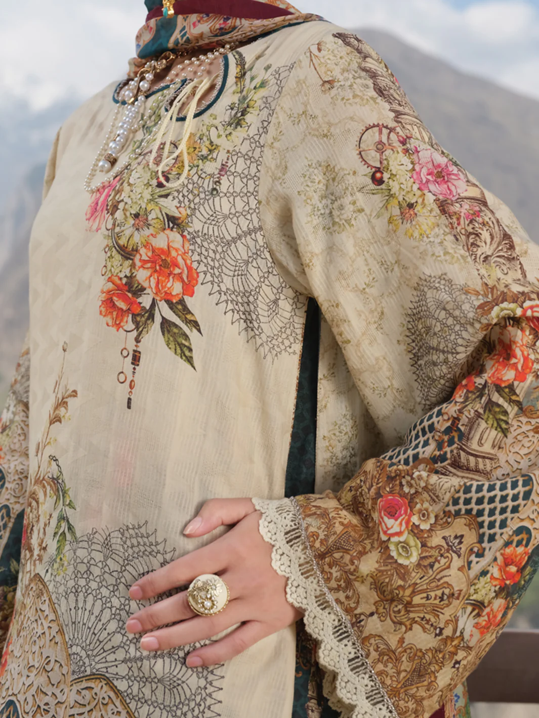 Ivory Jacquard 3 Piece Stitched - AWP-221 - Image 3