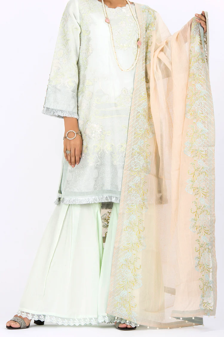 Light Green Jacquard 3 Piece Stitched - ALP-535 - Image 3