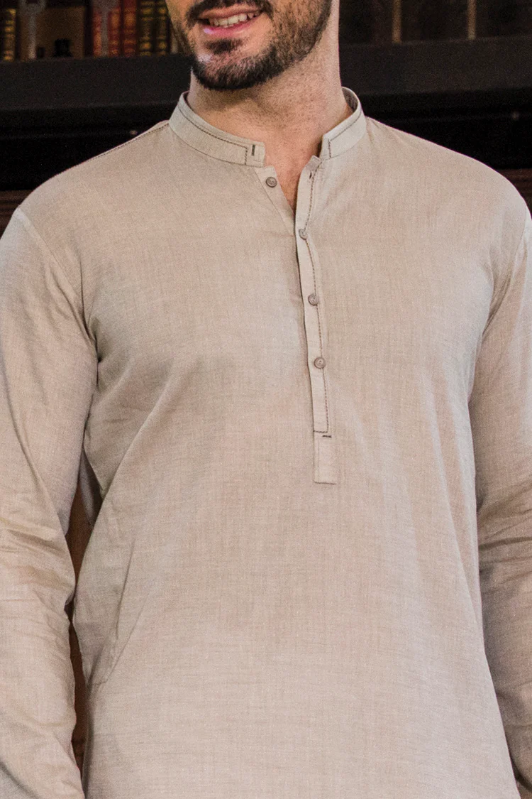 Khaki Blended Kurta - AL-K-713 - Image 2