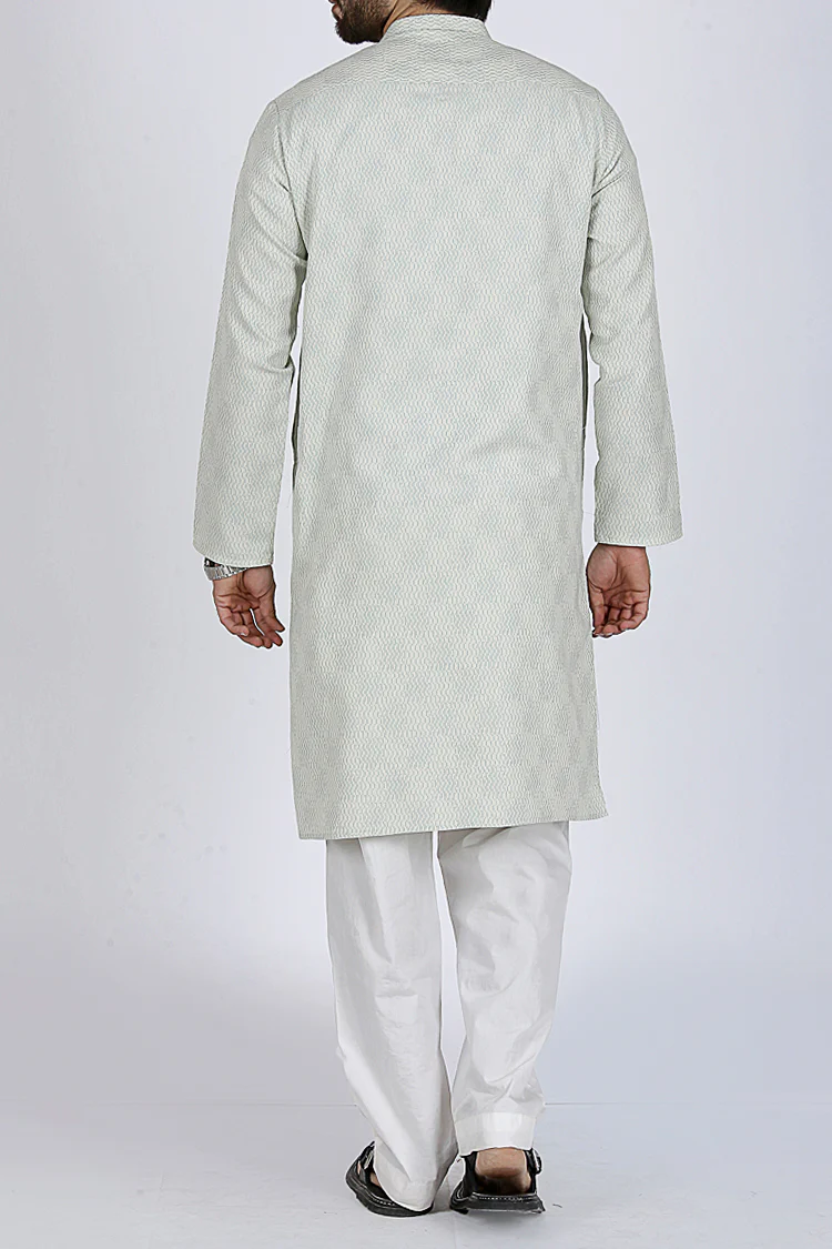 Sky Blue Slim Fit Kurta - AL-K-501 - Image 3