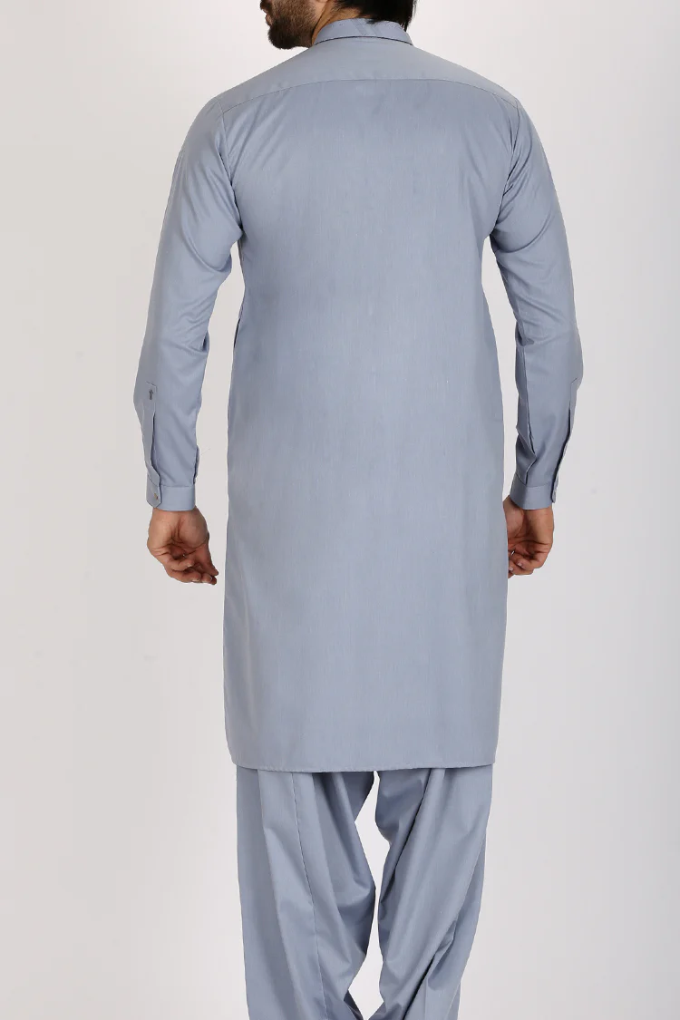 Light Blue Blended Kameez Shalwar - AL-KS-2353 - Image 3