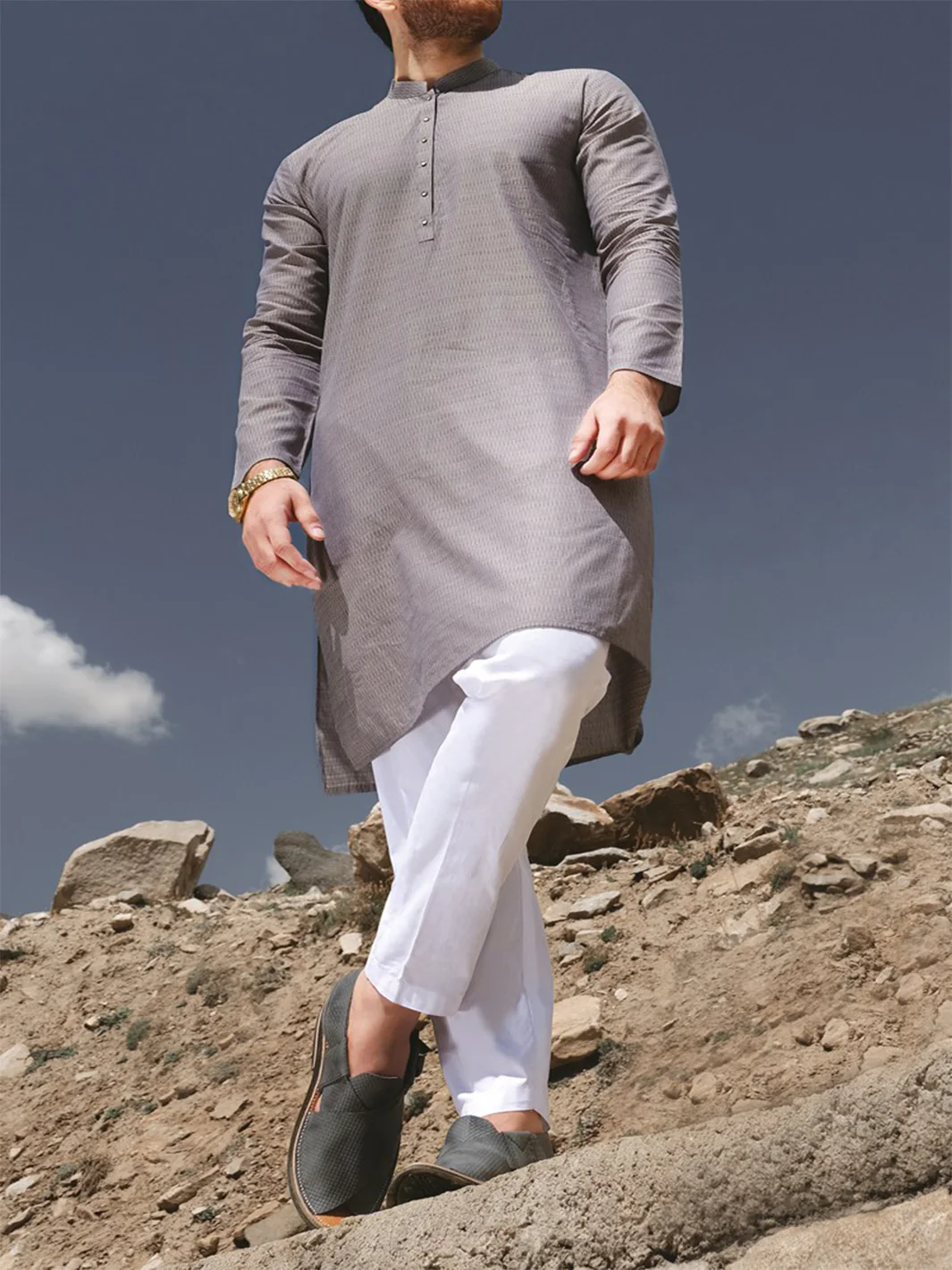 Light Blue Blended Kurta - AL-K-804