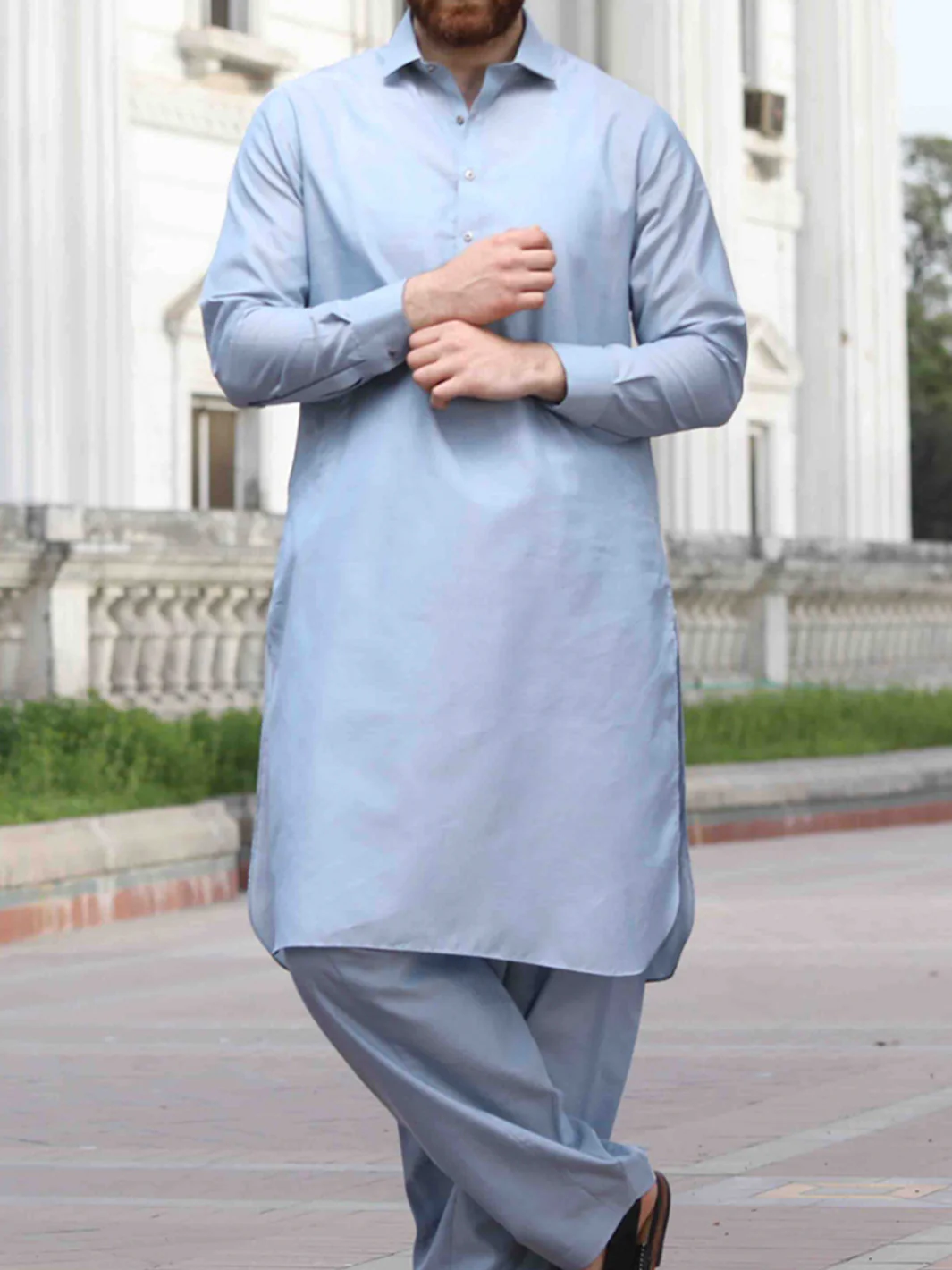 Light Blue Cotton Kameez Shalwar - ALWA-KS-143