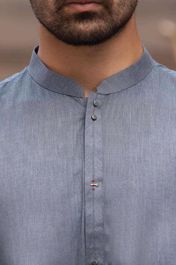 Light Blue Cotton Kurta - AL-K-763 - Image 2