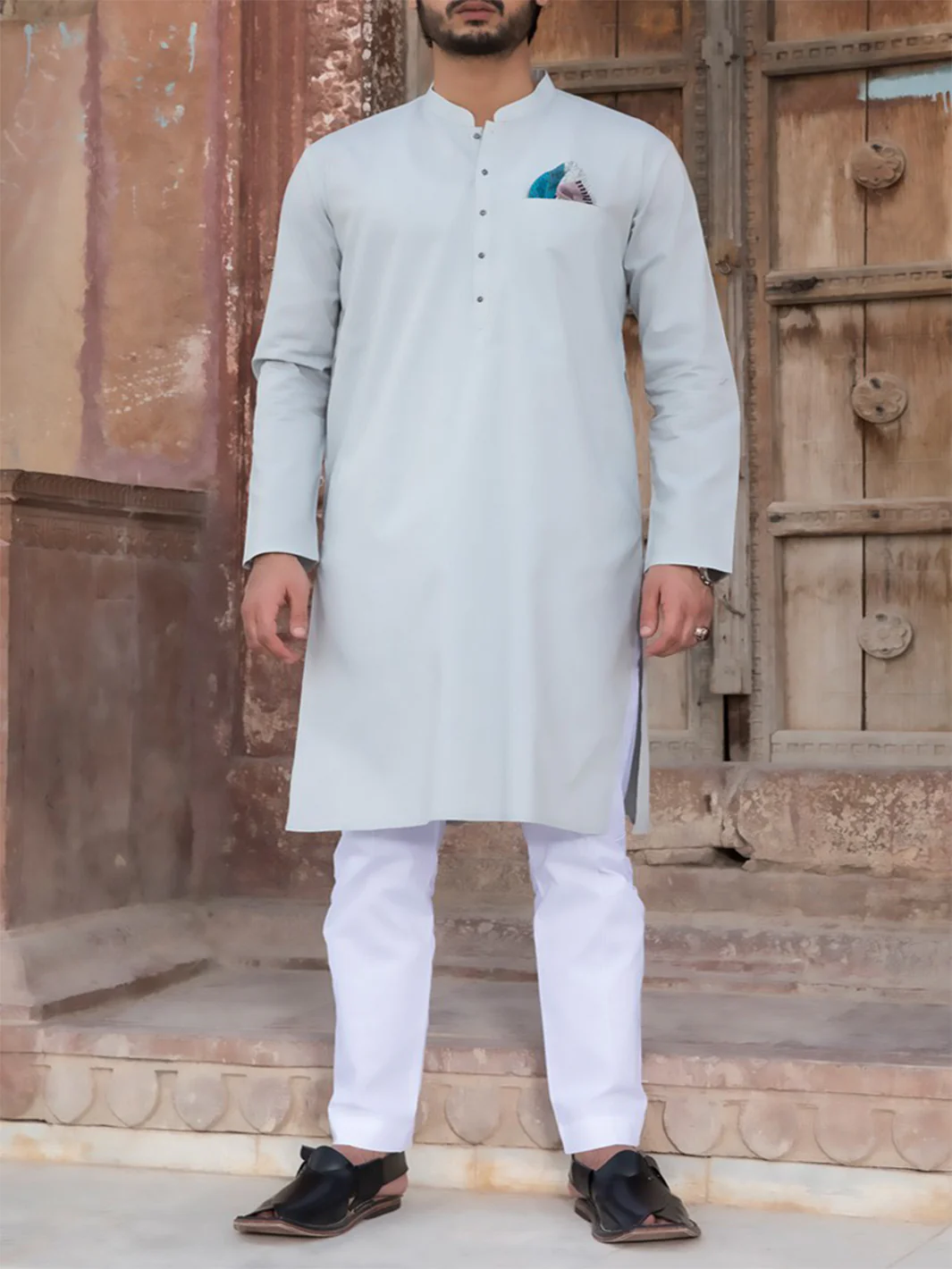 Light Blue Cotton Kurta - AL-K-779
