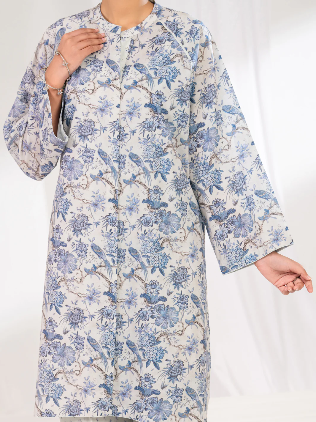 Light Blue Lawn Co-Ord Set - ALP-2PS-SLKS-2762 - Image 3