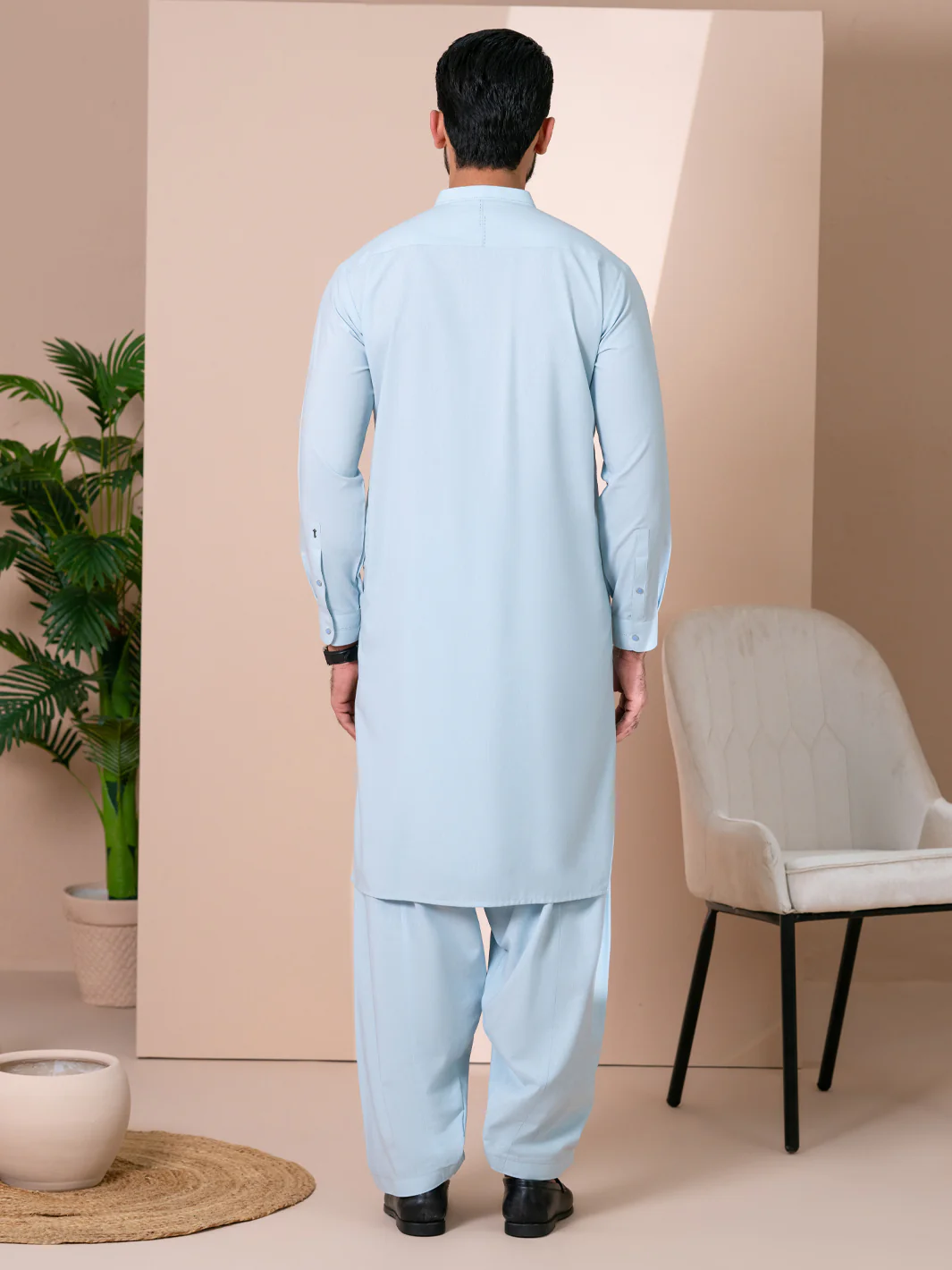 Light Blue Kameez Shalwar - AL-KS-3379 - Image 4