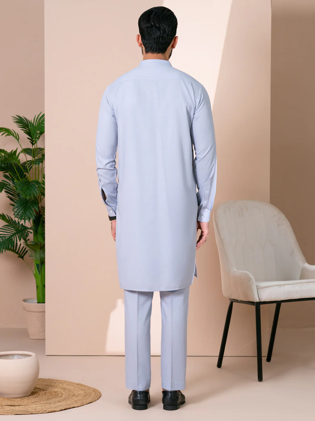 Light Blue Kurta Trousers - AL-KT-3341 - Image 2