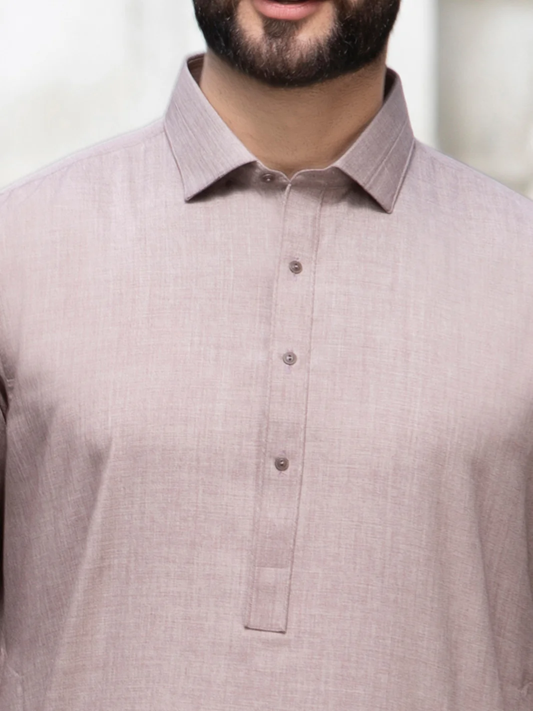 Light Brown Blended Kameez Shalwar - ALWA-KS-136 - Image 4