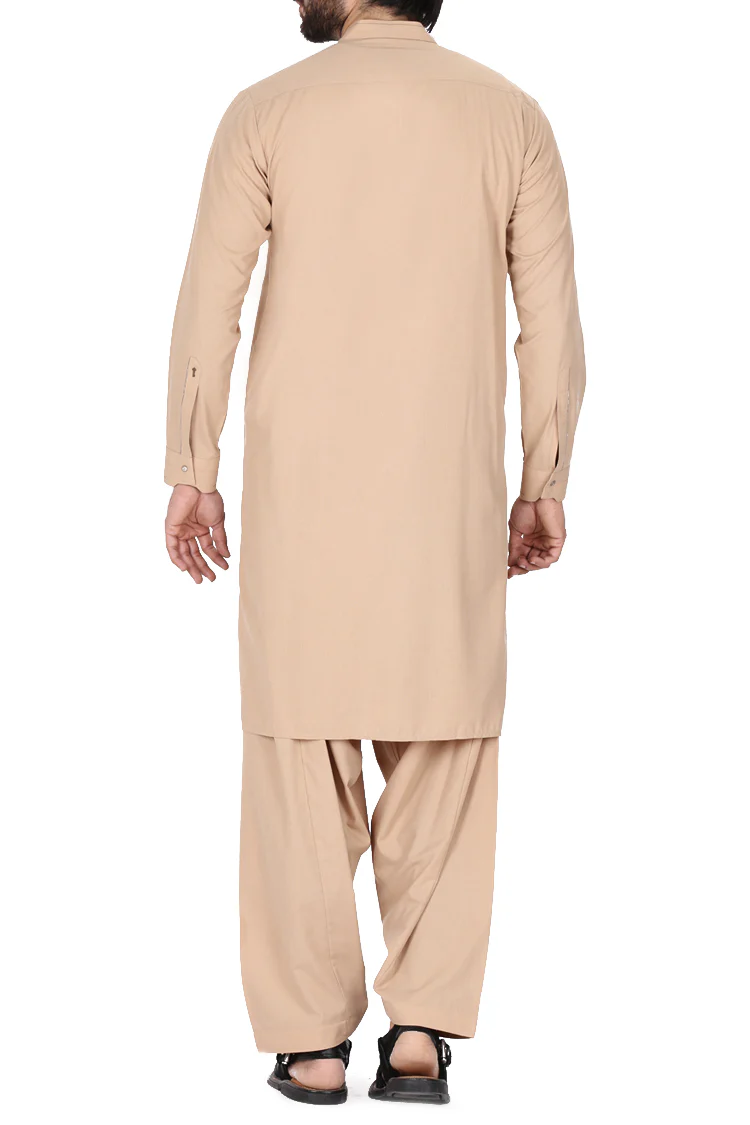 Light Brown Blended Kameez Shalwar - AL-KS-2357 - Image 3