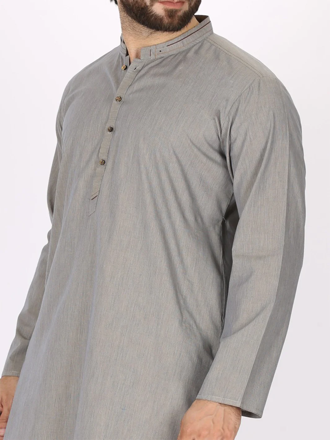 Light Grey Cotton Kurta - AL-K-759 - Image 3