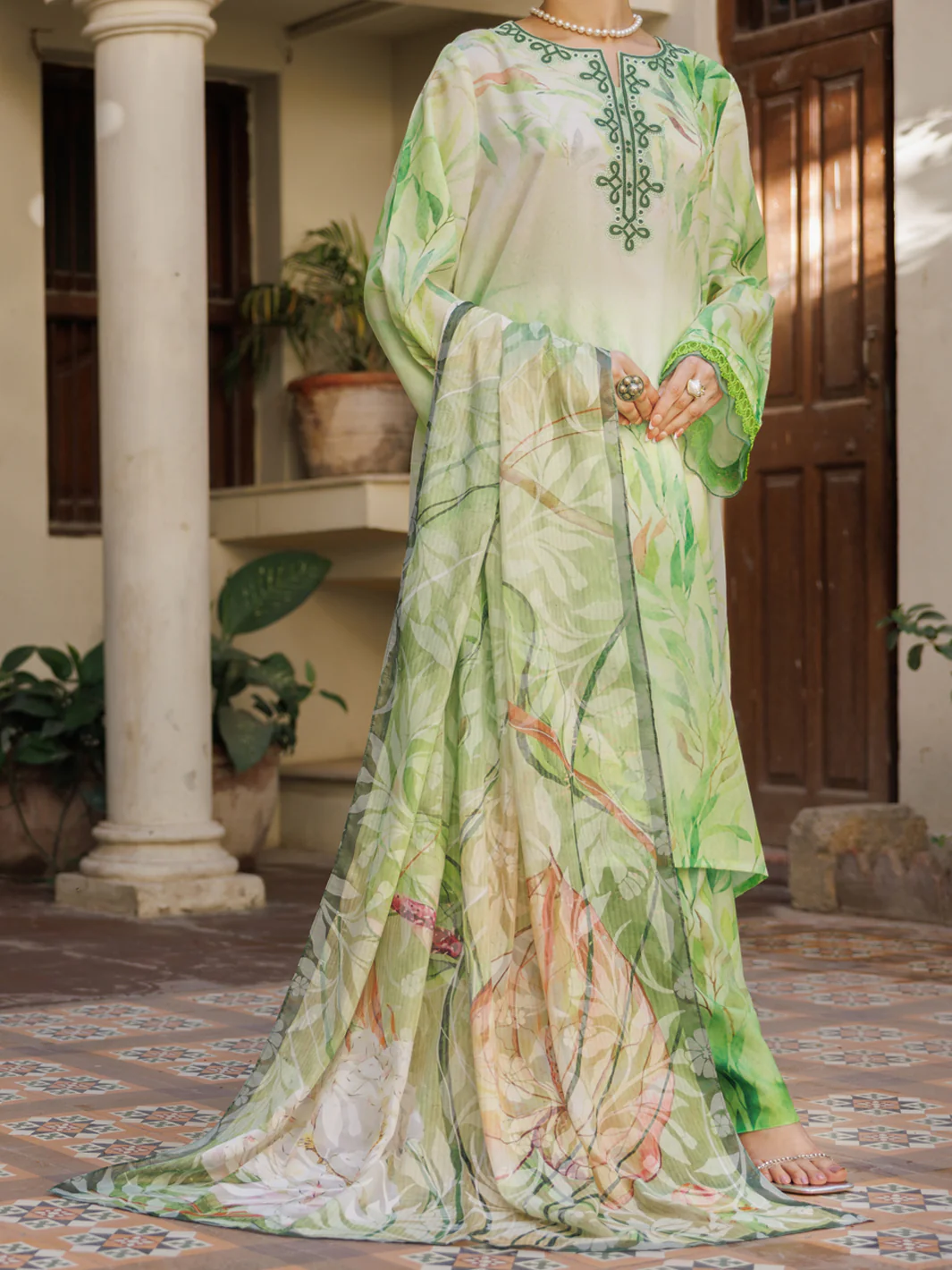 Light Green Poly Lawn Stitched 3Pc - ALP-3PS-2605 - Image 5