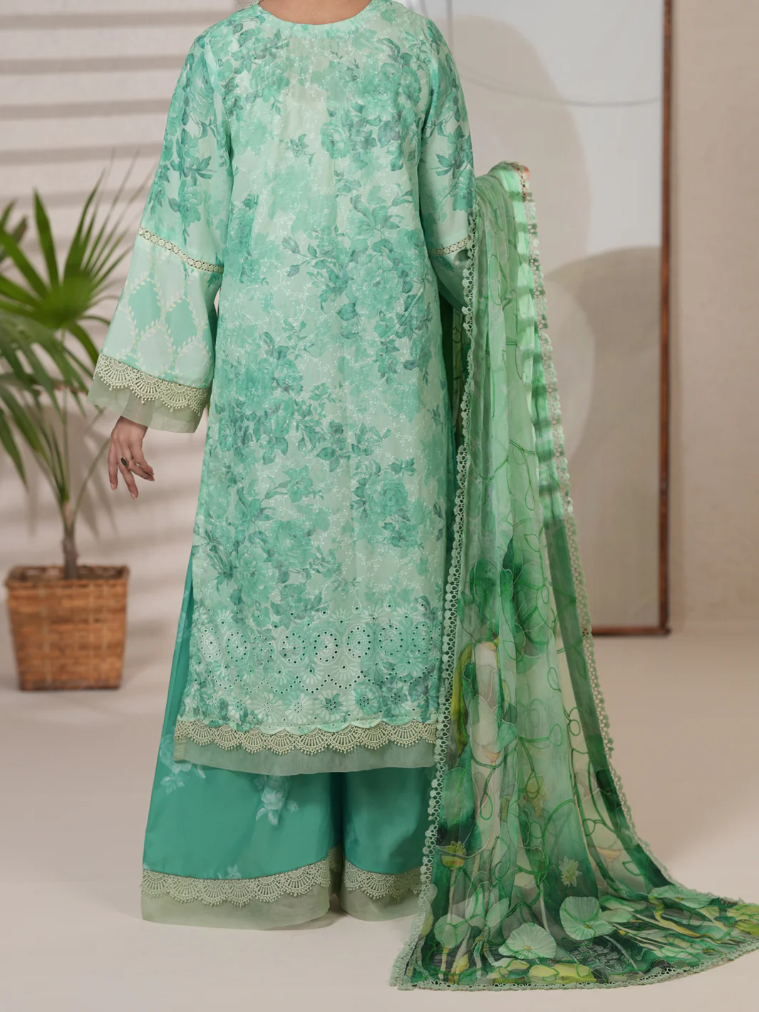Light Green Stitched 3Pc - ALP-3PS-2411 - Image 2