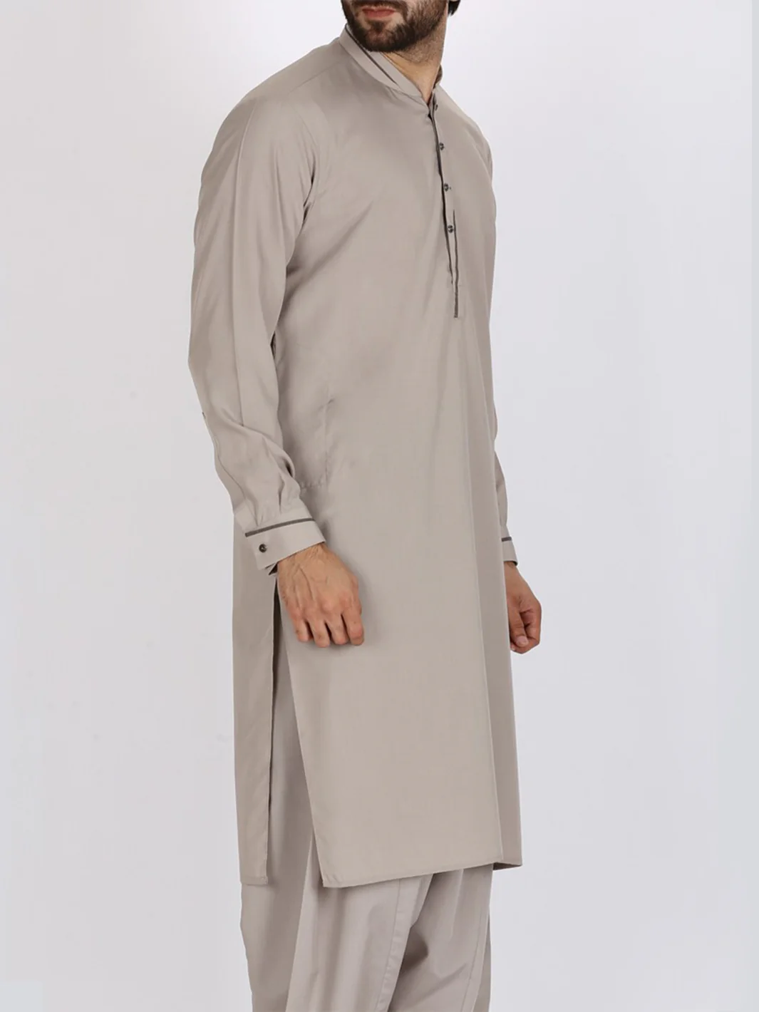 Light Grey Blended Kameez Shalwar - AL-KS-2366 - Image 4