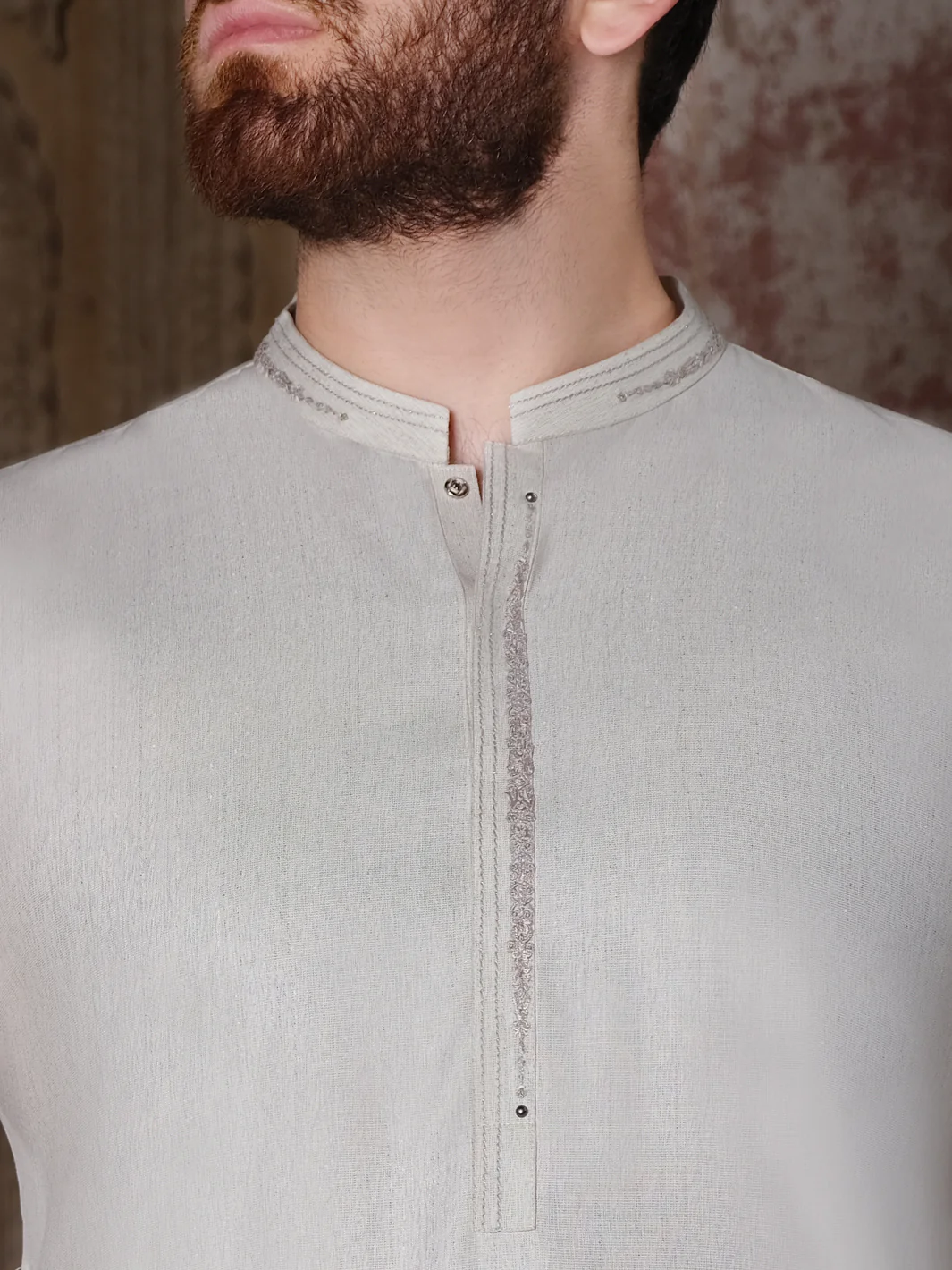 Light Grey Blended Kameez Shalwar - AL-KS-2517 - Image 2