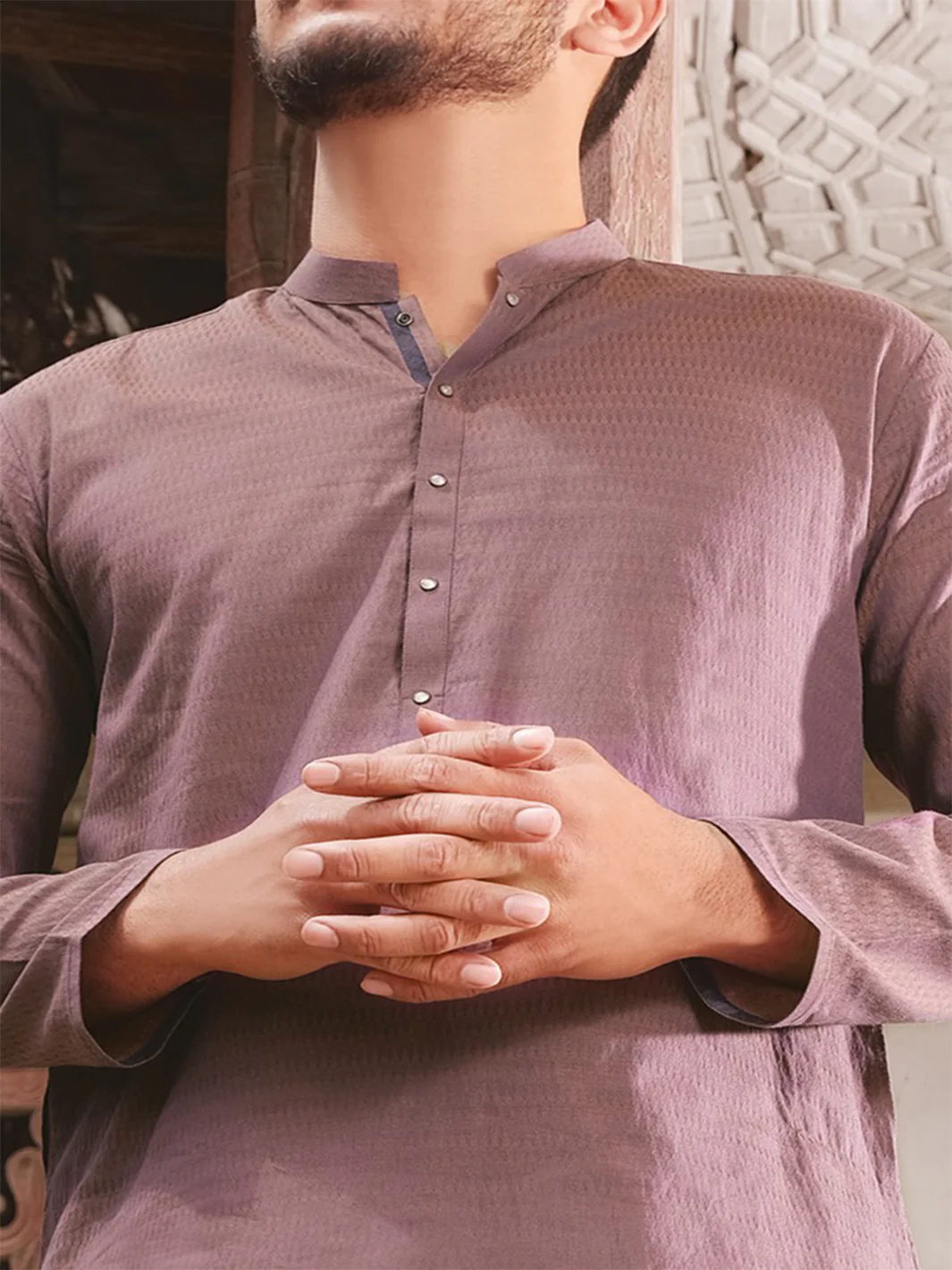 Light Purple Blended Kurta - AL-K-806 - Image 3