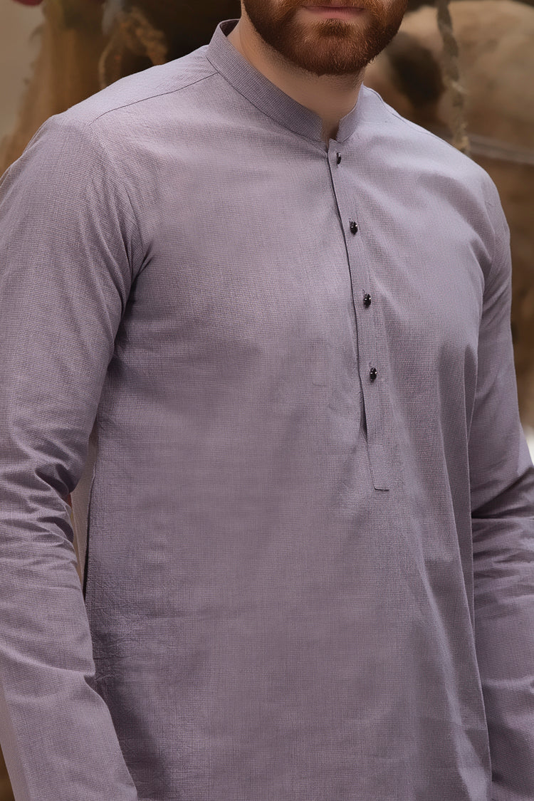 Light Purple Cotton Kurta - AL-K-746 - Image 3