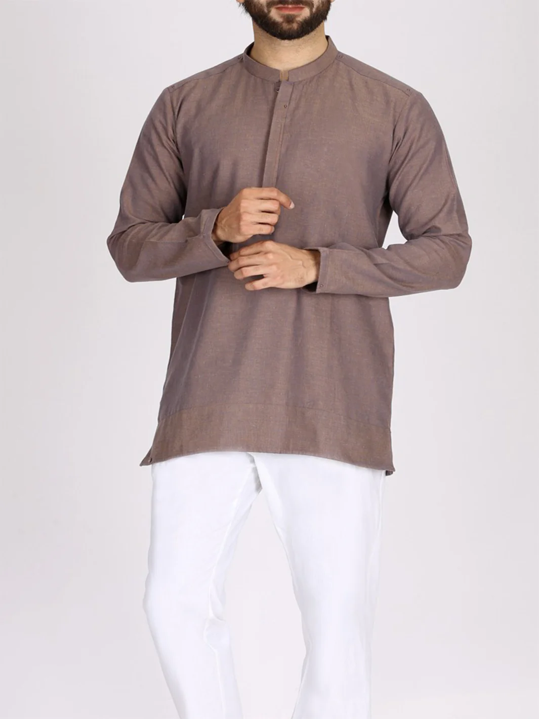 Light Purple Cotton Short Kurta - AL-SK-003 - Image 3