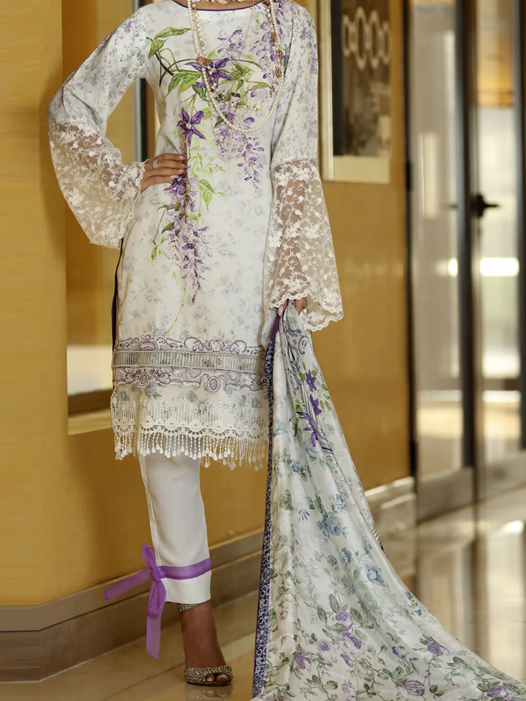 Lilac Silk Viscose 3 Piece Unstitched - ALP-562