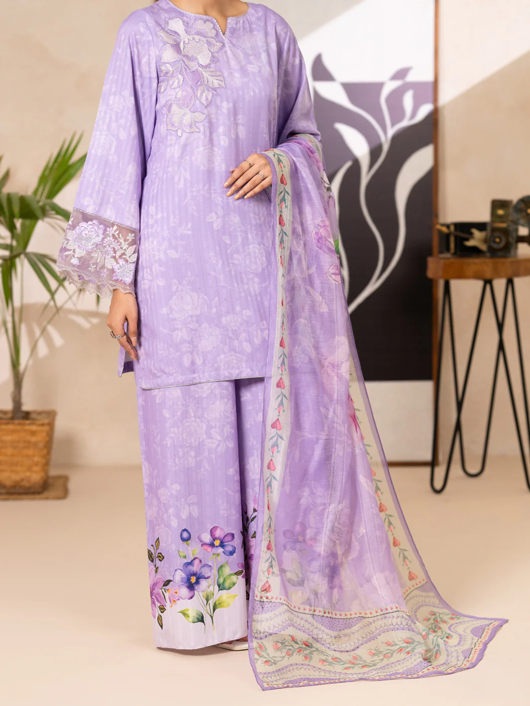 Lilac Swiss Jacquard 3Pc Stitched - ALP-3PS-2631