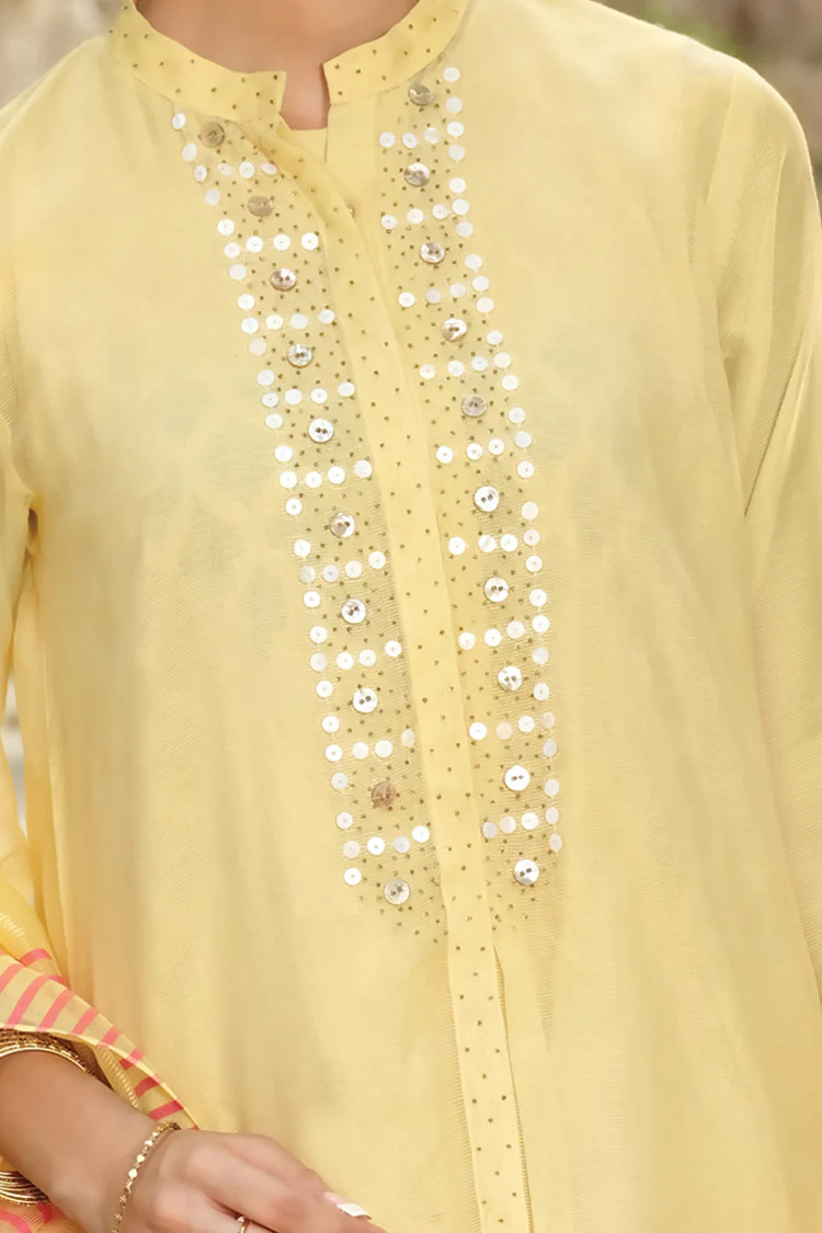 Lime Cotton Net 3 Piece Stitched - ALP-733 - Image 2