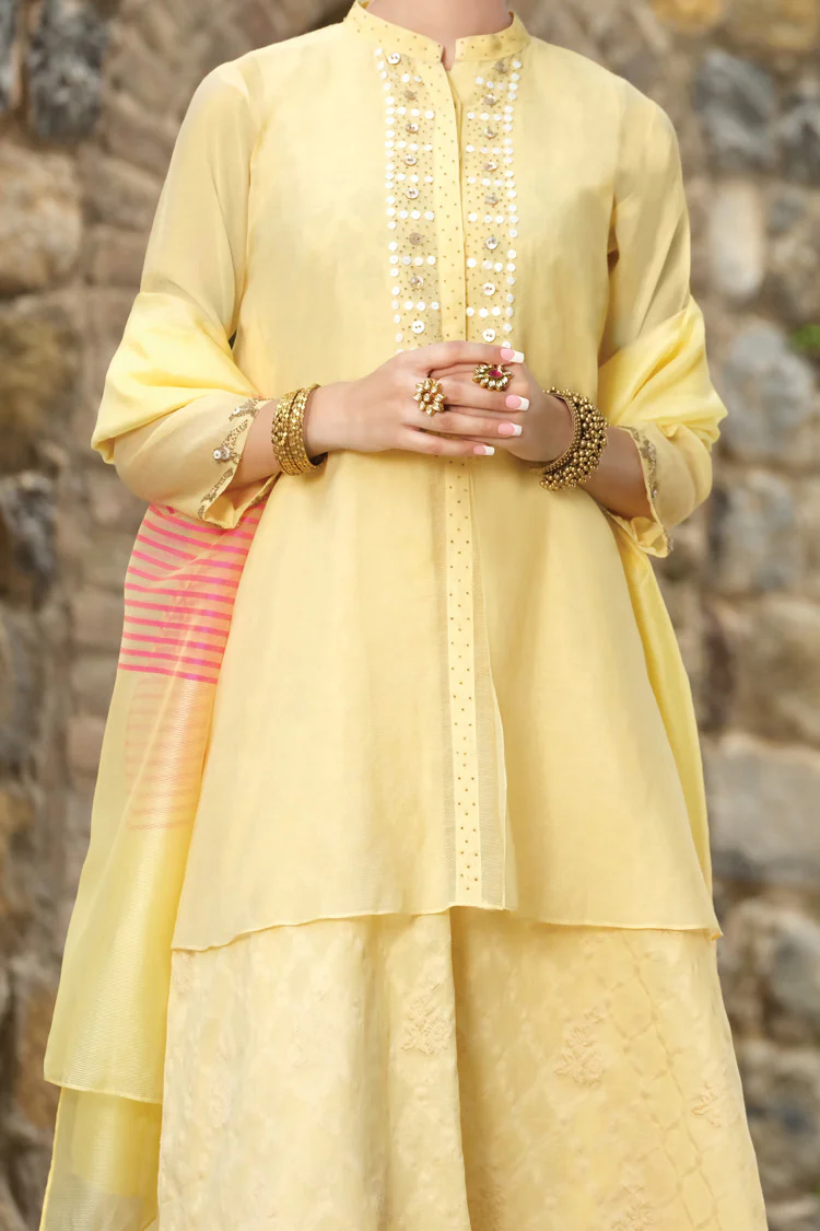 Lime Cotton Net 3 Piece Stitched - ALP-733 - Image 3