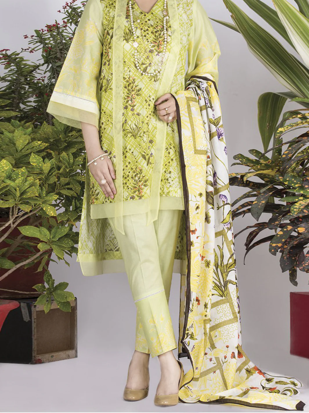 Lime Lawn 3 Piece Stitched - ALP-714